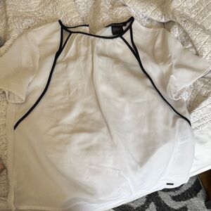 A/X Armani Exchange White Blouse with Black Trim